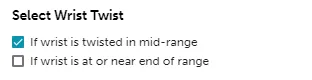 RULA step 4 wrist twist choices: twisted in the mid-range (+1) or at or near the end of range (+2)